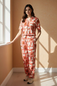 Zivame 2 Mile Fashion Knit Cotton Loungewear Set - Burnt Sienna — thumbnail 3